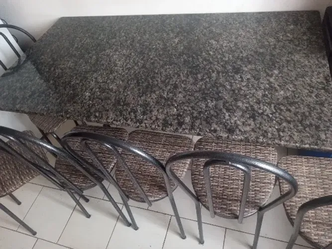 Mesa granito seis cadeiras