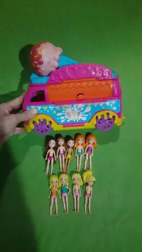 Bonecas Polly e carro de sorvete Mattel usado 
