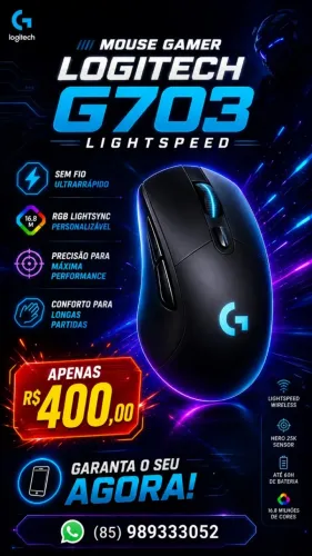 Mouse Gamer Sem Fio Logitech G703 LIGHTSPEED com RGB LIGHTSYNC