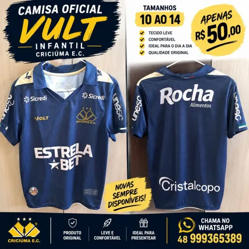 Camiseta oficial original criciuma tamanho 14