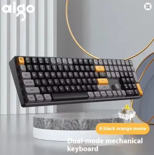 Aigo-A108 Gaming Teclado Mecânico, 2.4G, Sem Fio, USB, Tipo-C