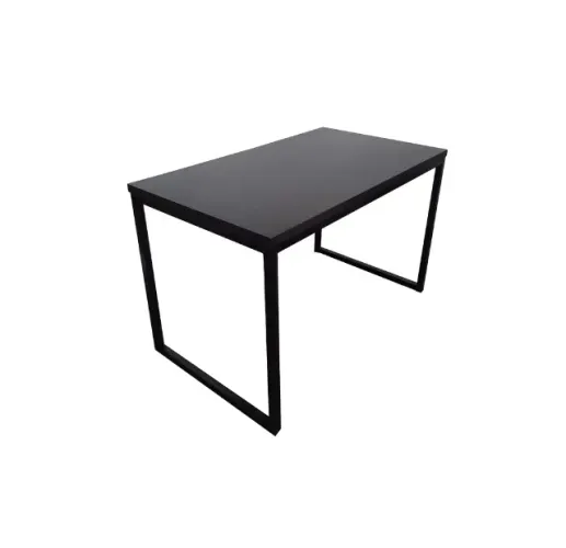 Mesa Industrial 120x60cm | Base em Aço Metalon + MDF Preto - Sob Medida