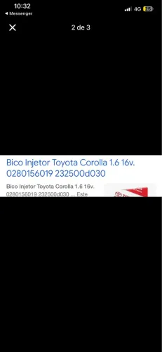 4 bicos injetor do corola 1.6 16v