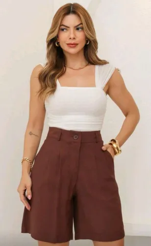 Bermuda de alfaiataria feminina 