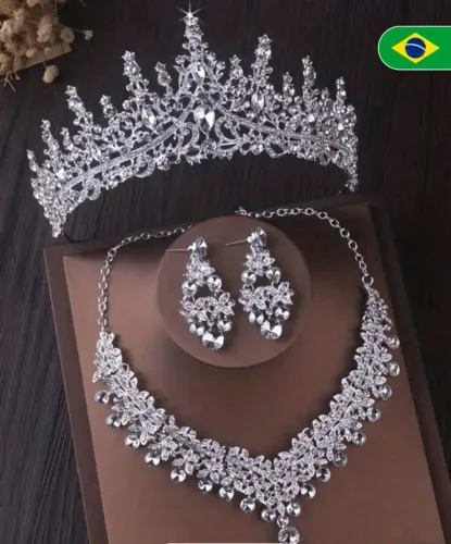 CONJUNTO: COROA, COLAR E BRINCOS