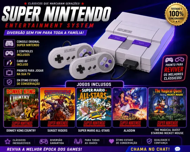 ? Super Nintendo Original + 5 Jogos Originais | Funcionando 100%