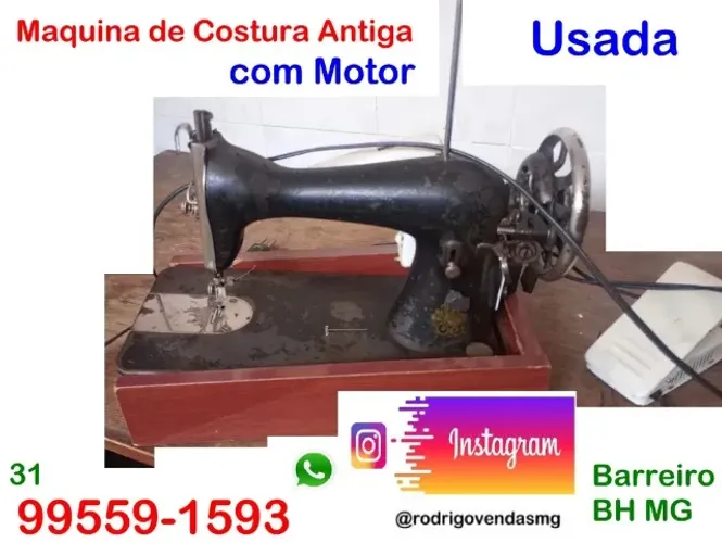 maquina de costura antiga com motor casa decoração roupas loja enfeite antiguidades