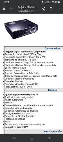 Projetor Benq MP610 + Telão 80" 1,50m X 1,50m Retrátil com Tripe