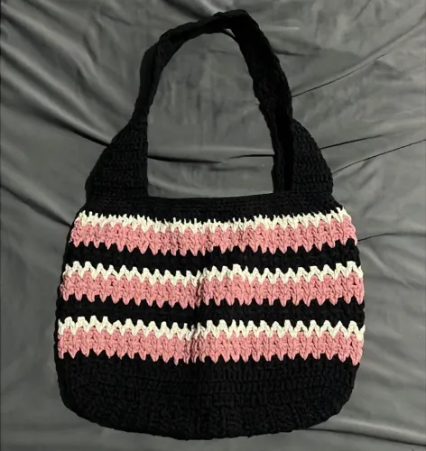 Bolsa de crochê com zíper