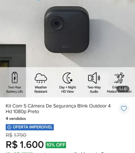 TORRO!!! Kit 5 Câmeras Segurança Blink Outdoor 4 - Novas e Seminovas Disponíveis