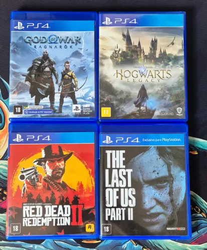 Jogos PS4 - god of war, red dead 2, the last of us 2, hogwarts legacy