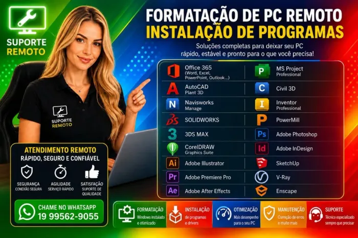 Formatação de computador remoto instala office 365 MS project autocad revit solid 3dsmax