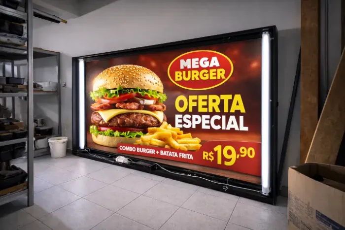 Painel Luminoso Publicitário 3m x 2m - Estrutura Metálica Completa