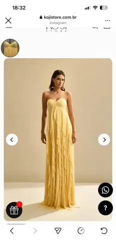 Vestido longo tule amarelo manteiga