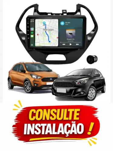 Central Multimídia Ford KA 2014 à 2021 9Pol Android AutoCarplay S/ Fio na Canal Som