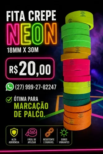 Fita crepe neon Premium 18mm x 30m