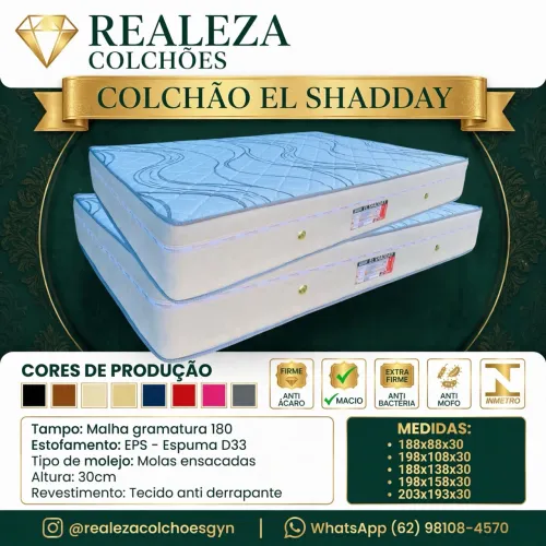 Colchão el shaday promocional mais base box e brind