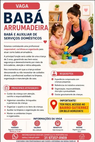 Vaga para Babá Arrumadeira