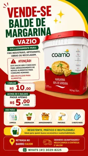 BALDES VAZIOS DE MARGARINA A VENDA