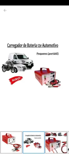 Carregador de bateria, carro, moto, barco e outros 12v