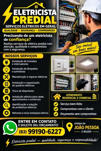 Eletricista Predial em João Pessoa | Instalações e Reparos Elétricos