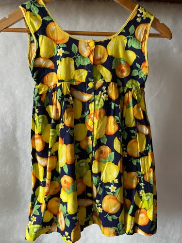 Vestido Infantil Usado Amarelo e Azul Regata Verão Moda Menina