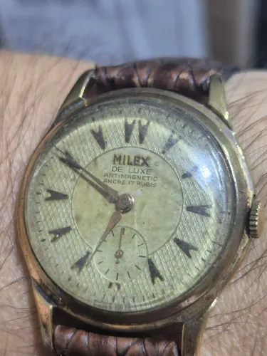 Relógio MILEX  MECÂNICO  ANTIMAGNETIC  17 RUBIS   EM PLAQUET OURO   -   FUNCIONANDO