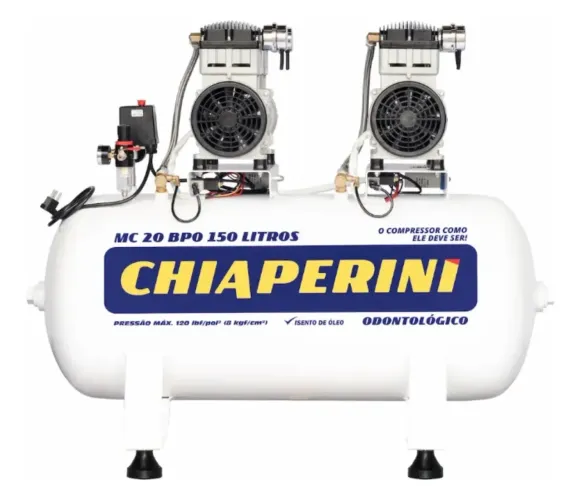 Motocompressor Odontológico 20 Pés 150L Isento de Óleo 220V CHIAPERINI