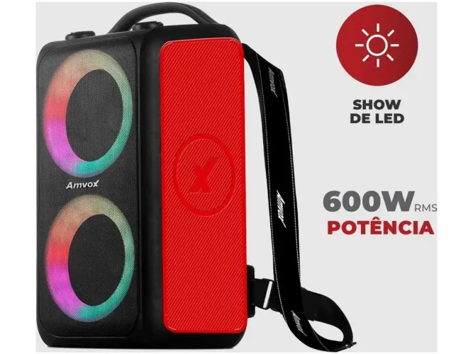 Caixa de Som Portátil Amvox BagVox 600w, Vira Mochila 100% Original LACRADO