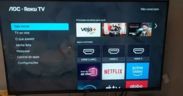 Smart TV Aoc 43" Roku TV Zerada