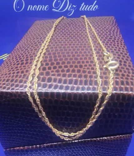 Cordão Torcida Laminada Ouro 18 kilates Peso 1.00 Grama 40 Cm 0.50 mm
