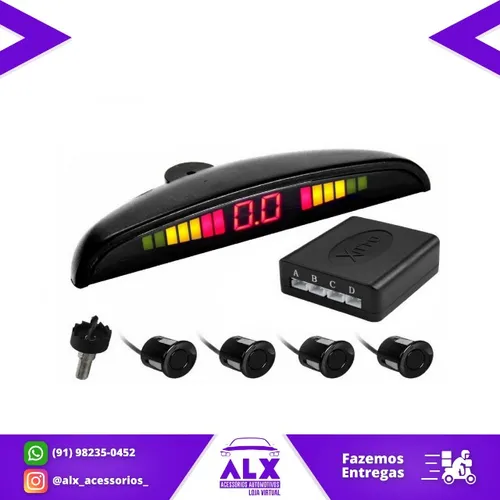 Sensor de Estacionamento 4 Pontos Preto Prata C/ Display de Led