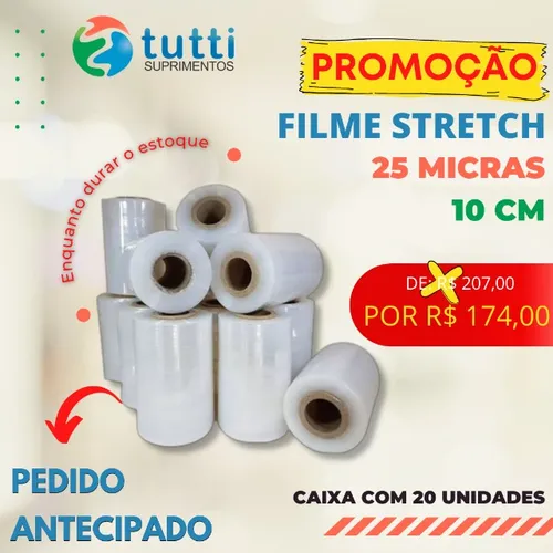 Filme Stretch 1O cm 25 micras
