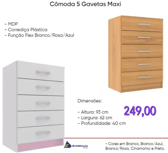 Cômoda 5 Gavetas Maxi- ENTREGA HOJEEE!!