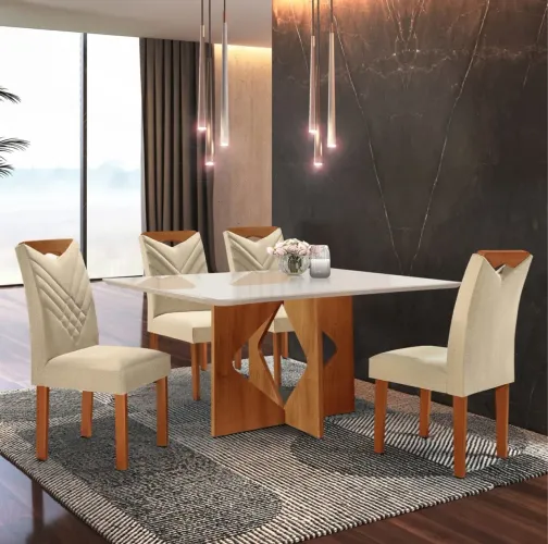 Mesa de Jantar 4 Cadeiras Oxford Bege tt44