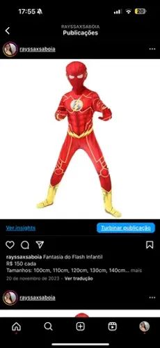 Fantasia do Flash Infantil  R$ 150 cada