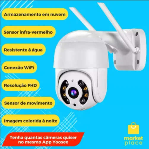 Câmera Ip Wi-fi Mini Dome Visão Noturna Rotativa App YooSee