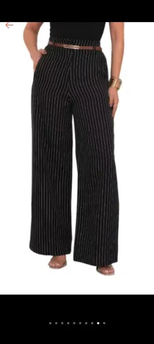 Calça Pantalona Listrada Feminina Elegante