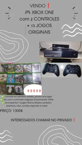 Xbox One com 2 Controles + 13 Jogos Originais