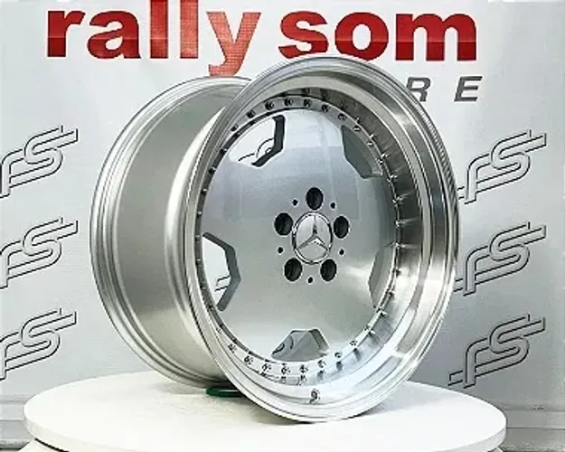 Jogo de Roda Mercedes Monobloco Prata Brilhante Borda Diamantada 5x112 - 18x8 e 18x9 Offse