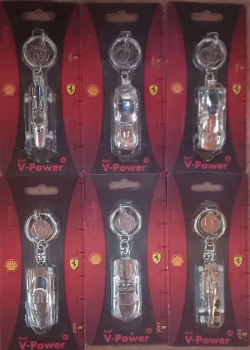 Coleção completa 6 chaveiros promoção postos Shell - Ferrari Shell V-Power novos lacrados