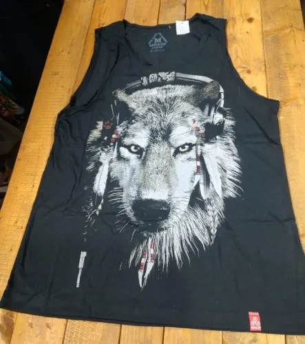 CAMISETA BLACK TEMA LOBO TAMANHO M VALOR 24,99
