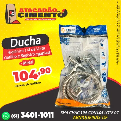 Ducha Higiênica 1/4 de Volta Gatilho e Registro Metal Egaplast