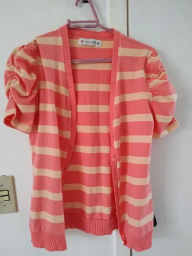 Cardigan Listrado Manga Bufante