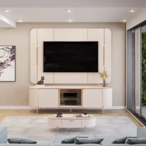 Painel de TV Moderno 1.80 Mt com Rack e Detalhes Elegante