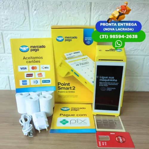 [Nova] Point Smart 2 Máquina Cartão Mercado Pago: Wi-Fi Chip 4G NFC QRCode Pix VR Alel