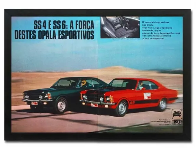 Opala SS4/SS6 1979 ou SS4 1974/1975 - Quadro / pôster decorativo com matéria de revista