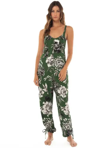 lindo macacão verde estampado da coleção africa da Água Bendita,