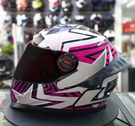 CAPACETE LS2 FF358 PRO ESTELLAR BLACK PINK PURPLE ROSA