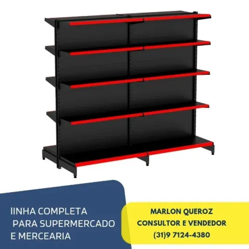 Gondola de Centro 5 Bandejas Preta Polar